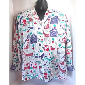 90s Generra Collection Vintage Rayon Novelty Camel Print Button Up Shirt Small